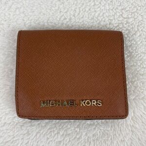 Michael Kors brown saffiano bifold wallet